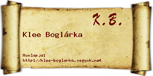 Klee Boglárka névjegykártya